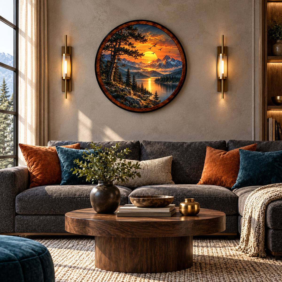 Mountain Sunset Landscape – Handcrafted LED Wall Art
