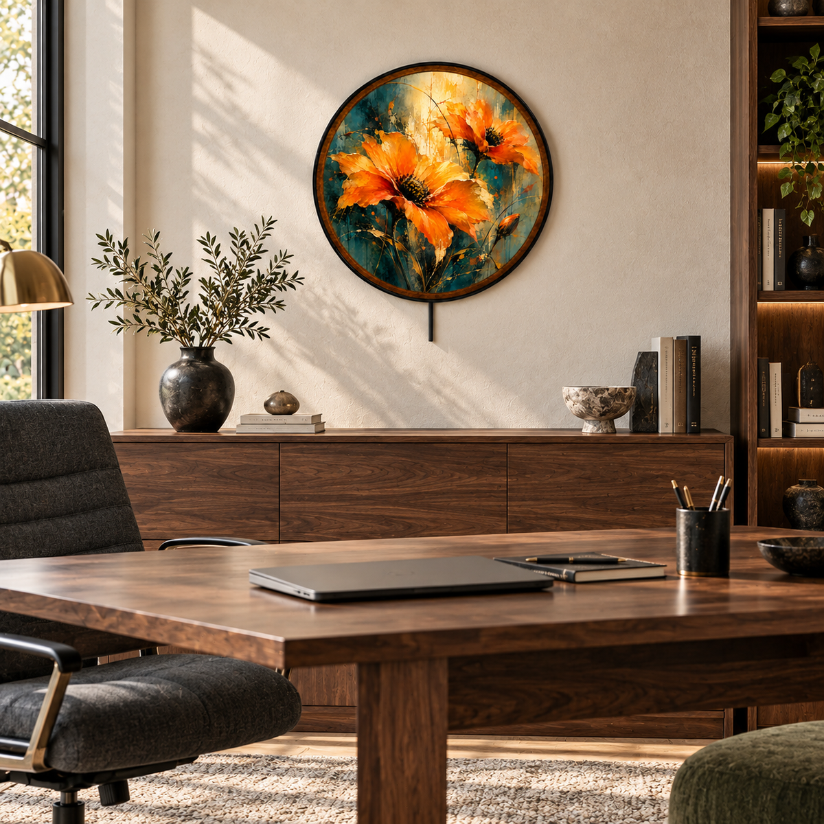 Golden Poppy – Handcrafted LED Wall Art | Orange Floral Wall Decor