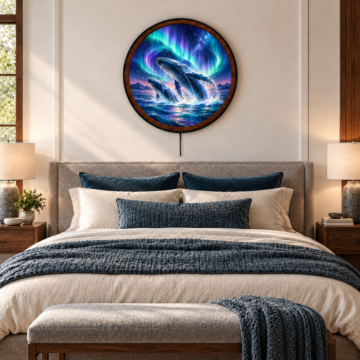 Aurora Whales – Handcrafted LED Wall Art