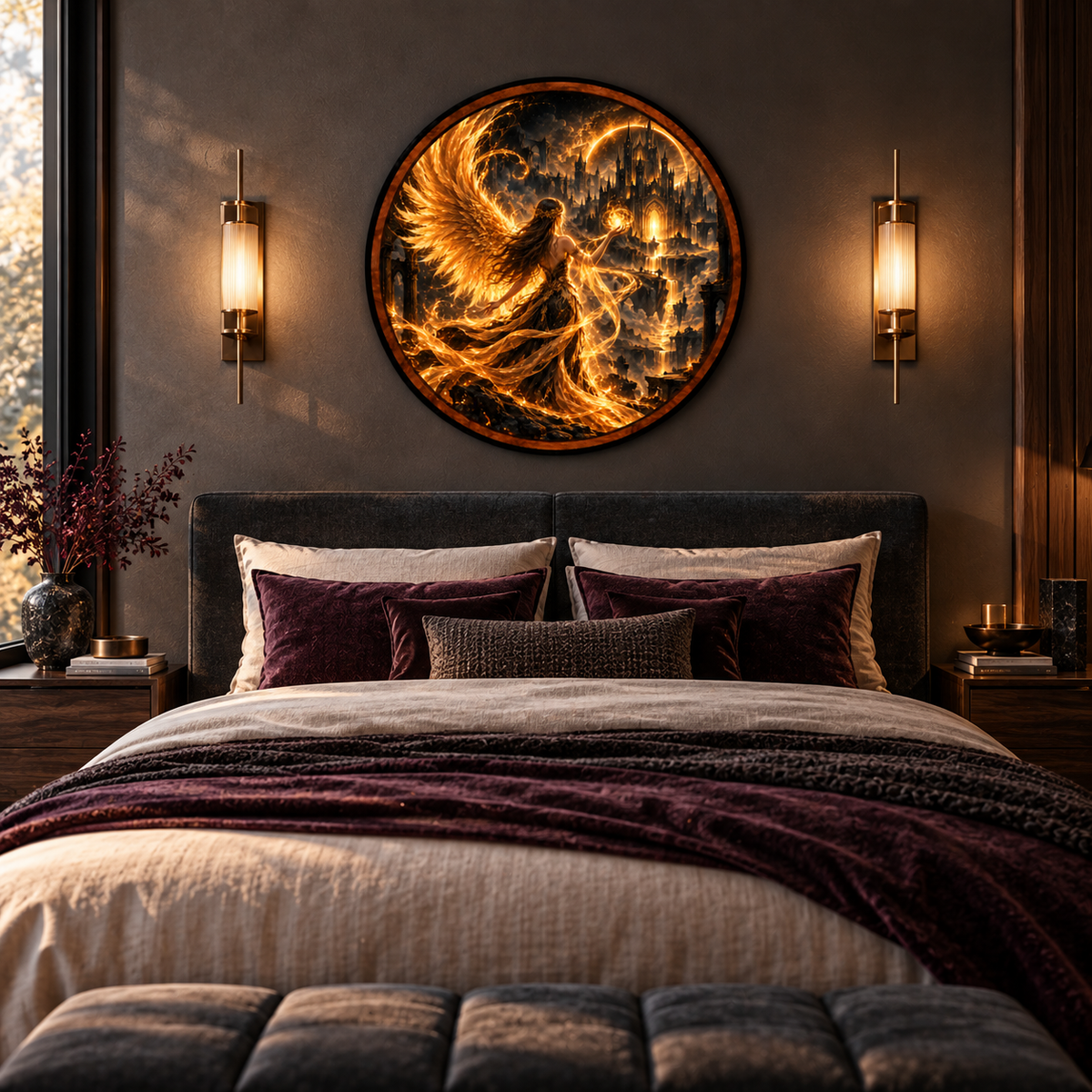 Golden Seraph – Handcrafted LED Wall Art