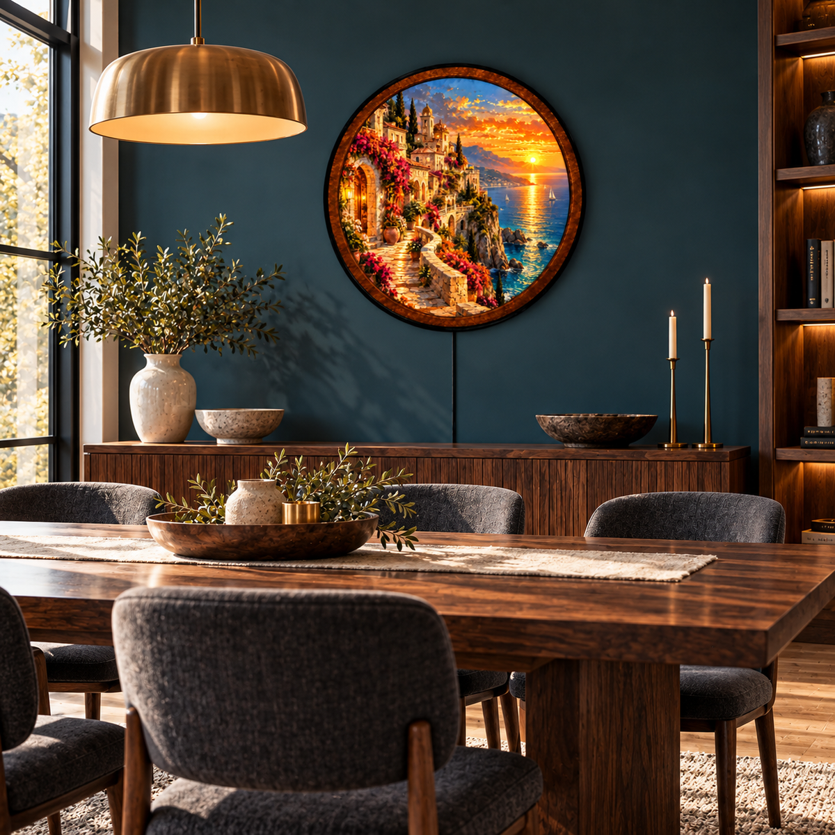 Amalfi Golden Sunset – Handcrafted LED Wall Art