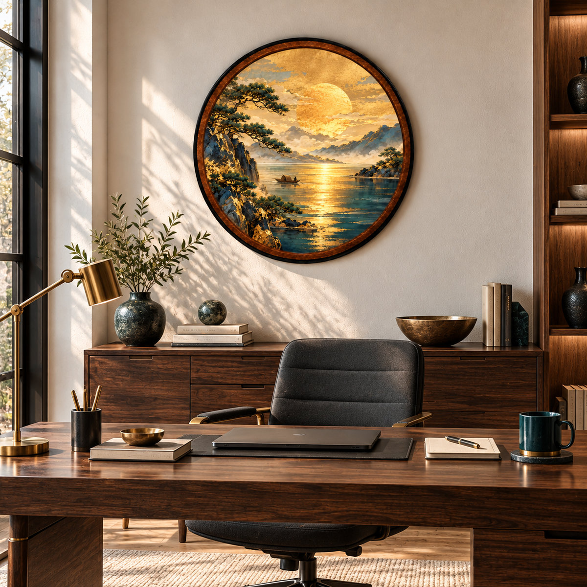 Golden Stillness – Handcrafted LED Wall Art
