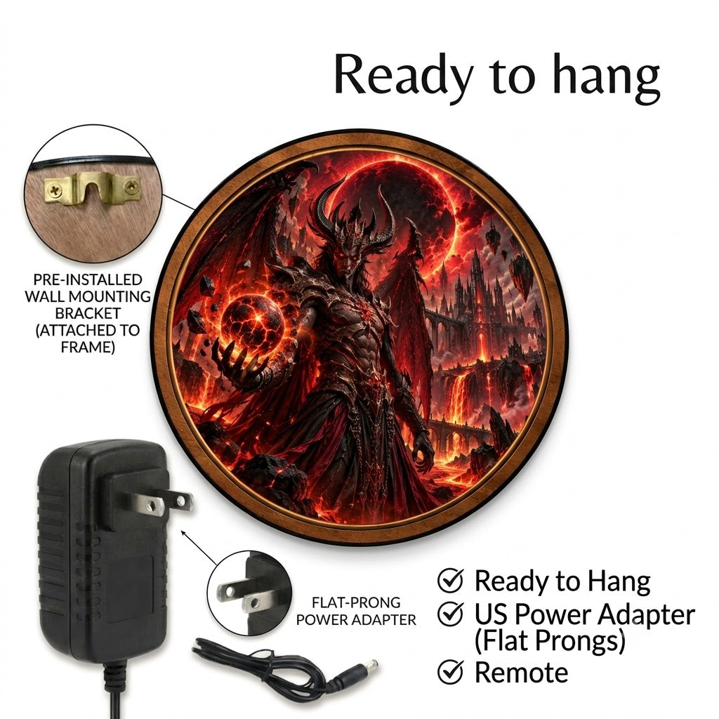 Handcrafted Infernal Demon King Fantasy LED Wall Art