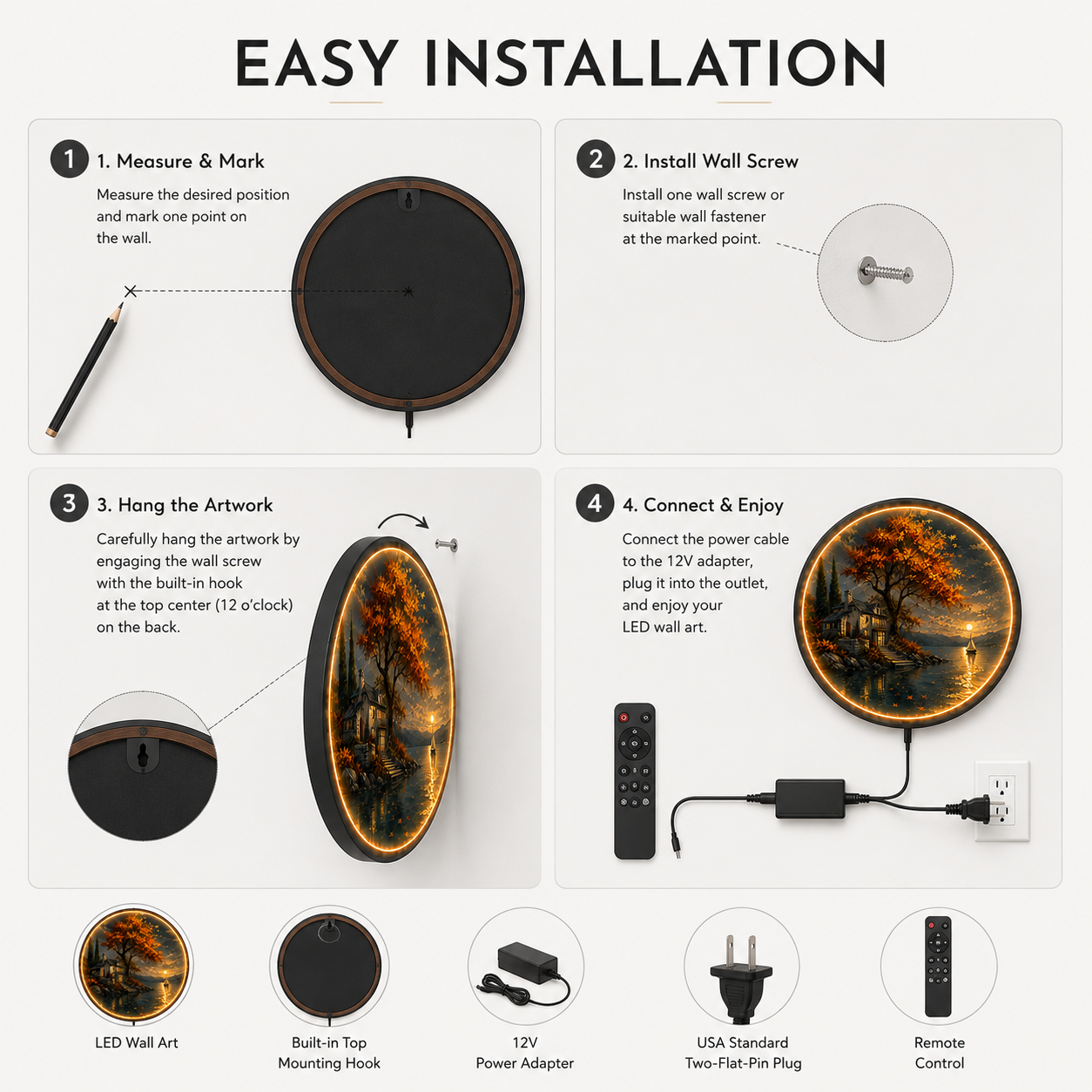 Autumn Haven LED Wall Art – Luxury Lakeside Landscape Decor