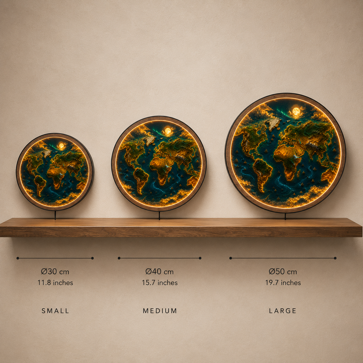 Illuminated World Map LED Wall Art | Round Acrylic Wall Light | Travel-Inspired Home Decor