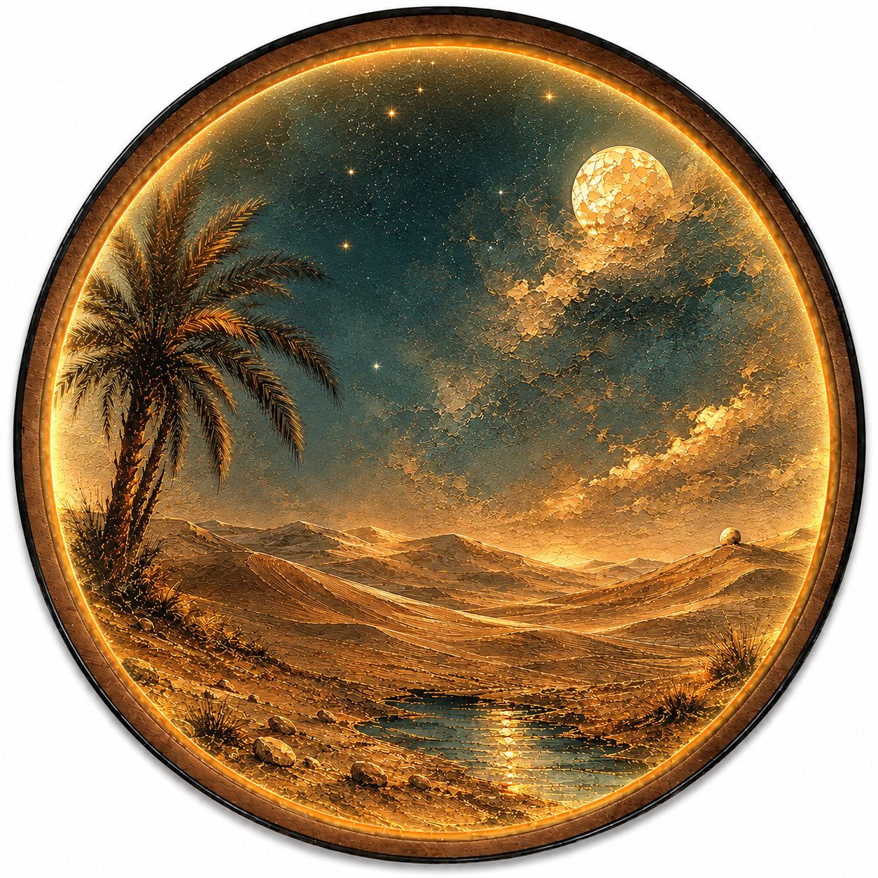 Desert Oasis Moon LED Wall Art – Boho Desert Night Decor