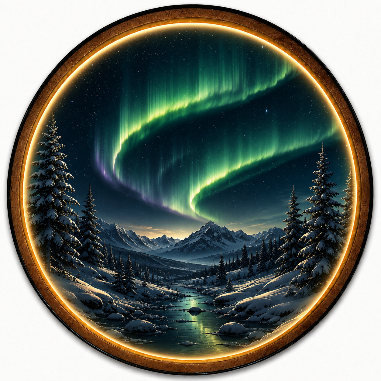 Aurora Valley LED Wall Art – Northern Lights Landscape