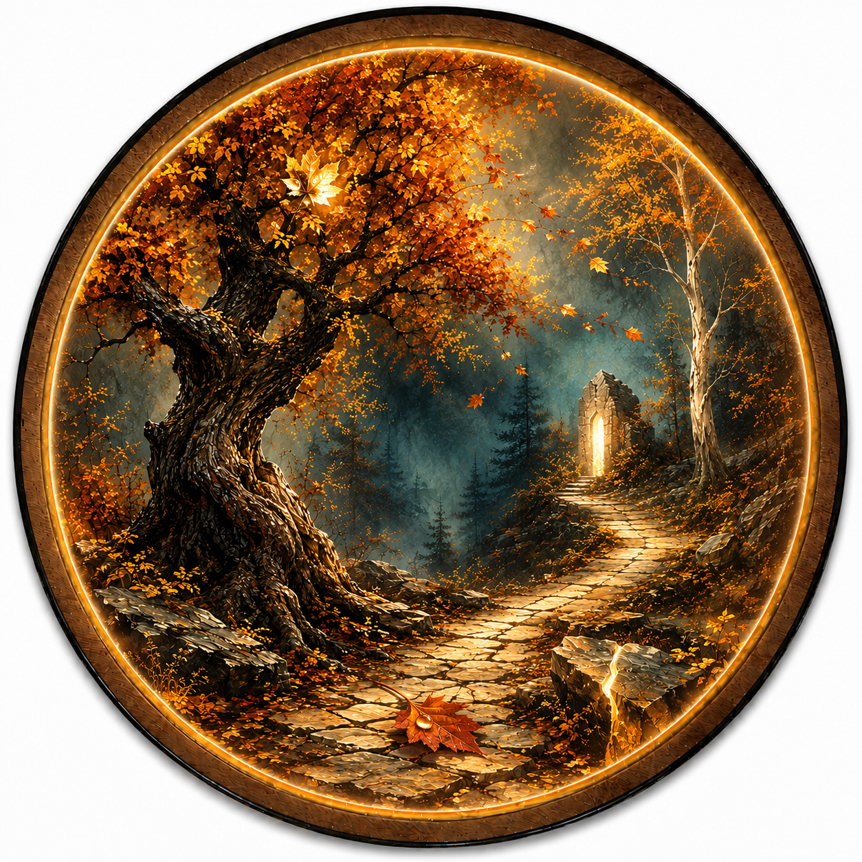 Autumn Gateway LED Wall Art – Enchanted Forest Path Decor