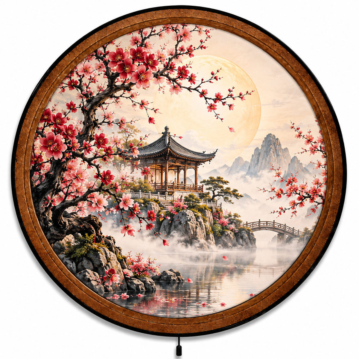 Handcrafted Cherry Blossom Moon LED Wall Art