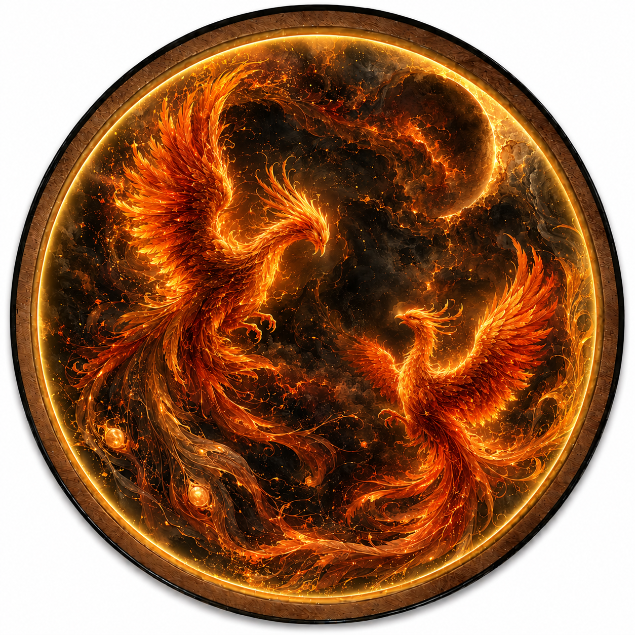 Twin Firebirds LED Wall Art – Eternal Flame Celestial Decor