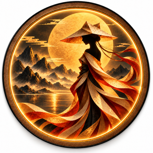 Moonlit Wanderer LED Wall Art – Asian Mountain Decor