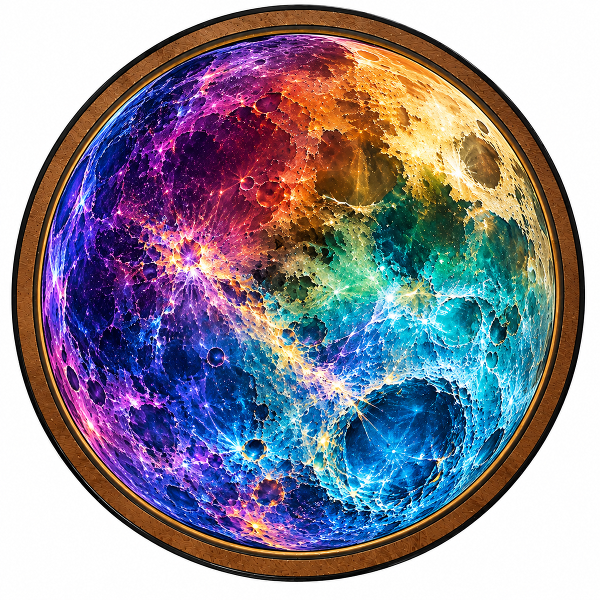 Celestial Spectrum Moon Circular LED Wall Art