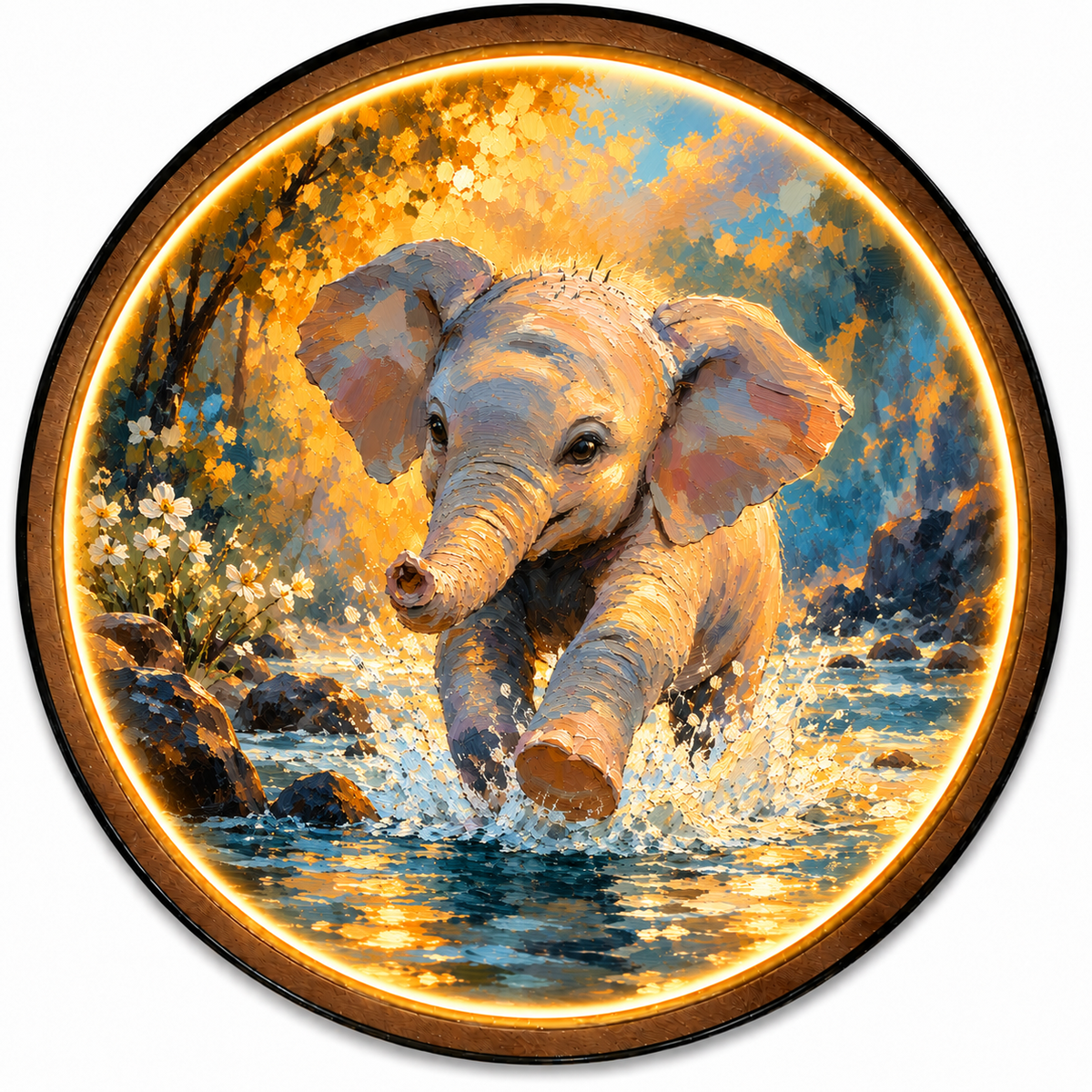 Little Elephant LED Wall Art – Cute Safari Nursery Decor