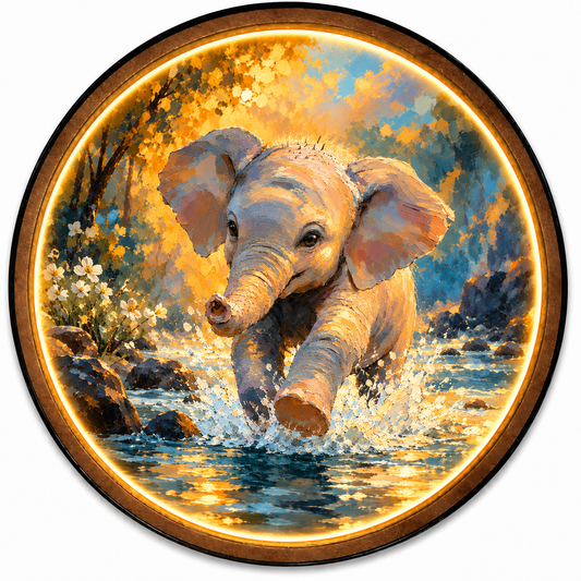 Little Elephant LED Wall Art – Cute Safari Nursery Decor