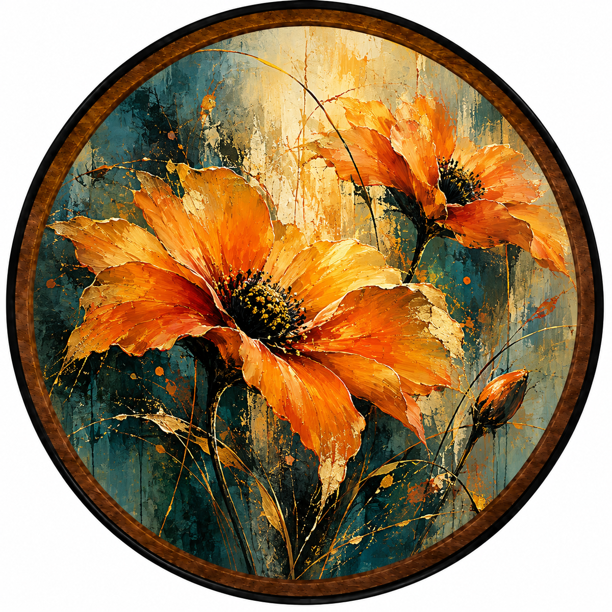Golden Poppy – Handcrafted LED Wall Art | Orange Floral Wall Decor