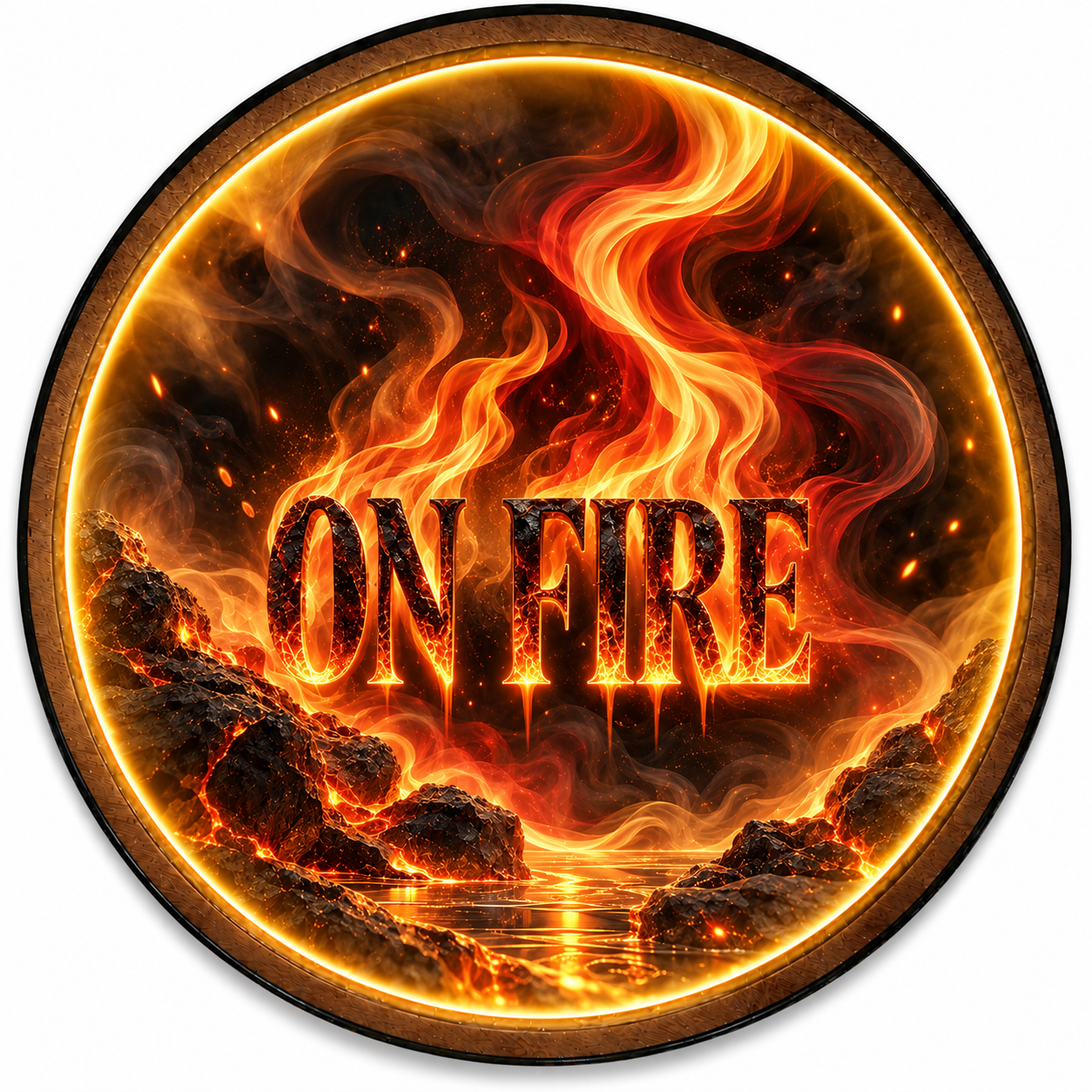 On Fire LED Wall Art – Motivational Flame Lighted Decor