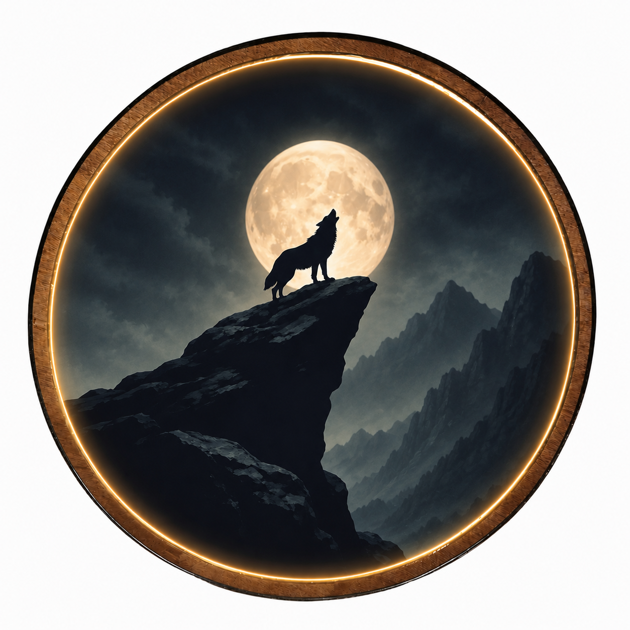 Howling Wolf LED Wall Light – Mountain Moon Wall Art