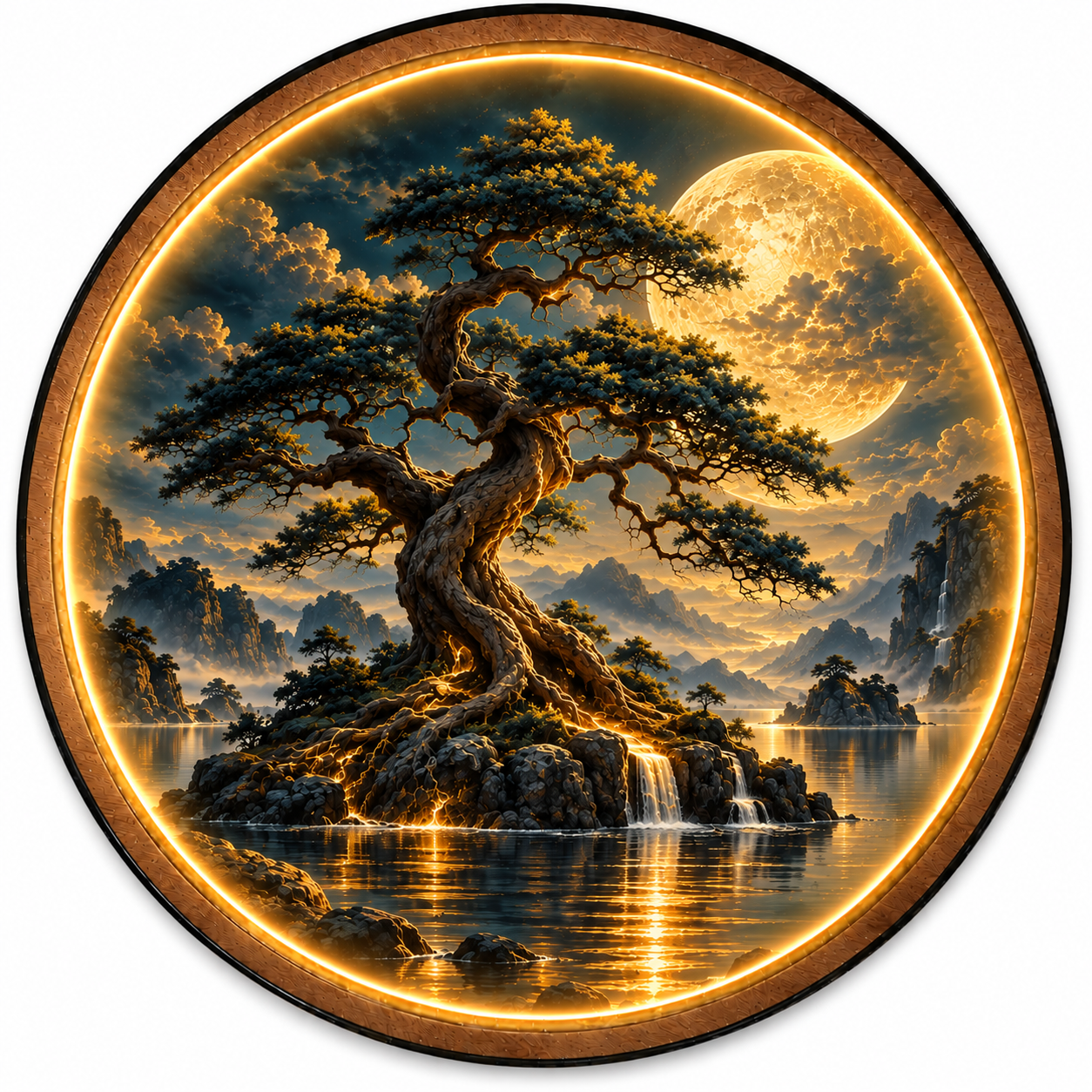 Everroot LED Wall Art – Ancient Tree & Golden Moon Decor