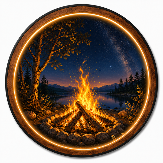 Campfire Under the Milky Way LED Wall Art | Warm Ambient Light