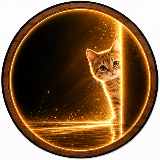 Curious Whiskers Cat LED Wall Art – Glowing Kitten Decor