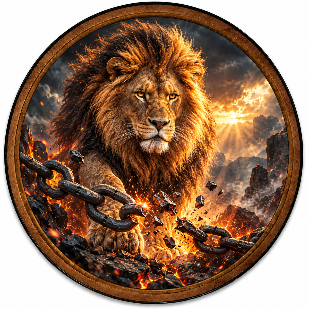 Handcrafted Break Every Chain Lion LED Wall Art