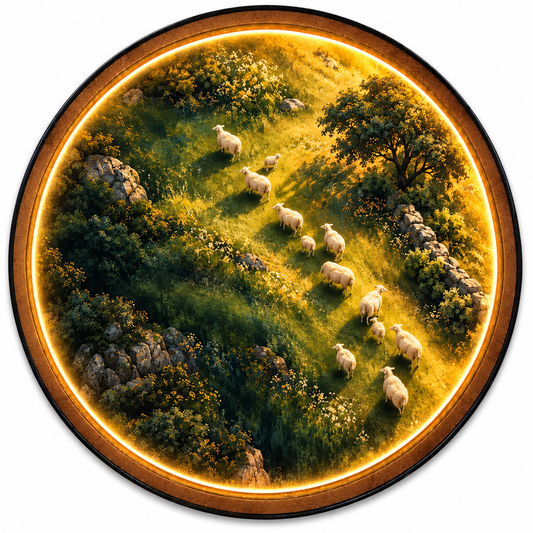 Golden Meadow Sheep LED Wall Art – Farmhouse Lighted Decor