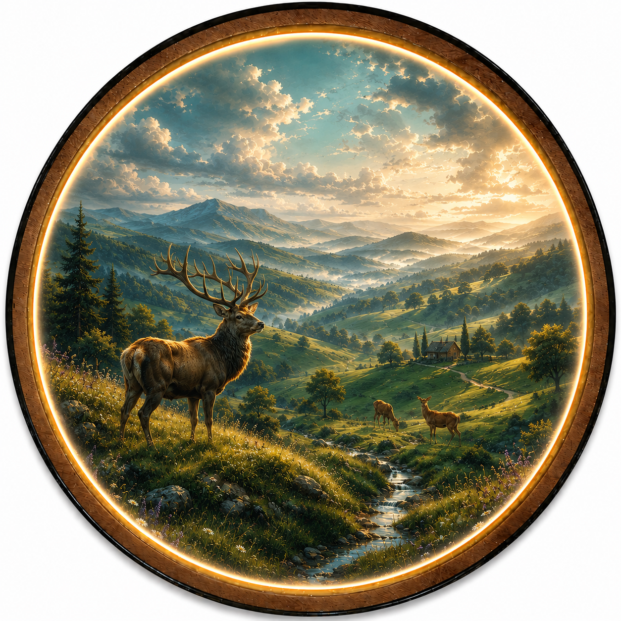 Majestic Highland Stag LED Wall Art – Mountain Nature Decor