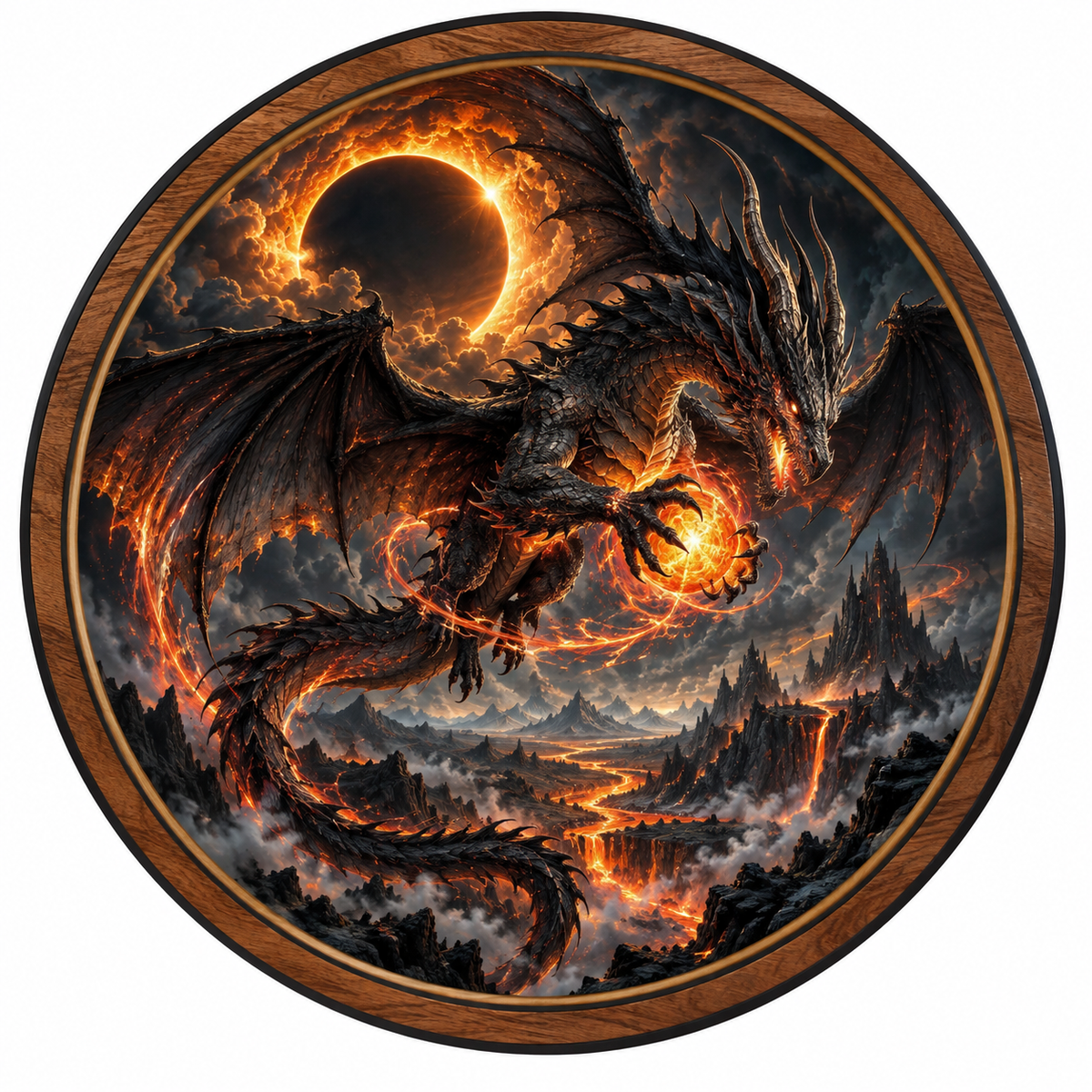 Infernal Eclipse Dragon – Dark Fantasy LED Wall Art