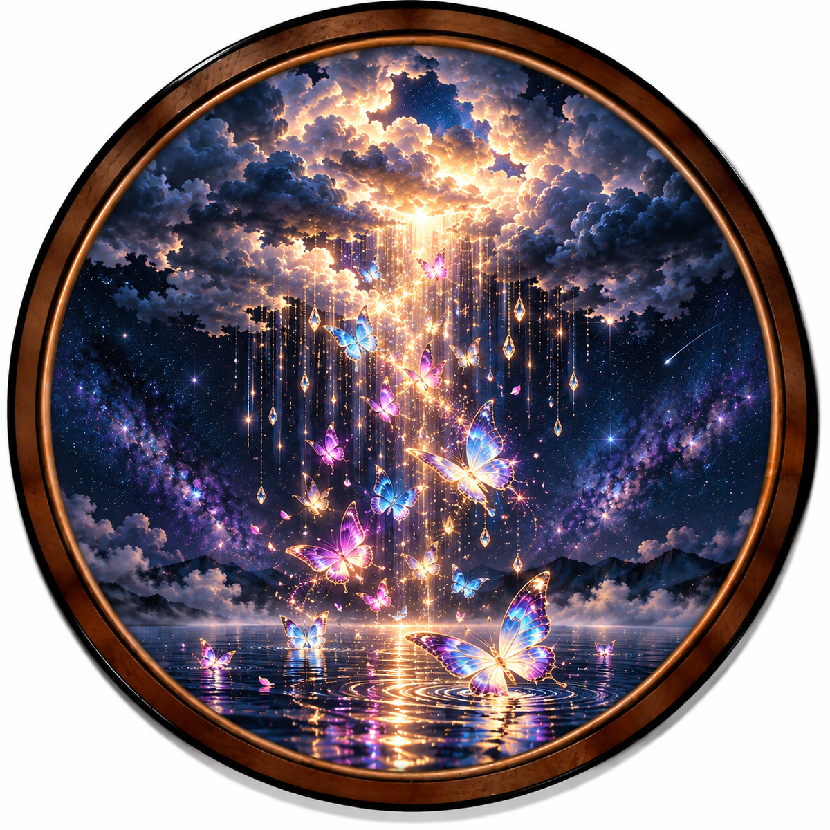 Handcrafted Celestial Butterfly Waterfall LED Wall Art