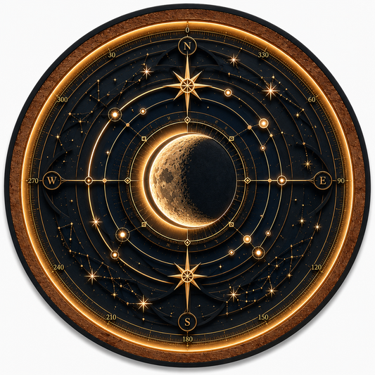 Celestial Compass Moon LED Wall Art – Illuminated Astronomical Decor
