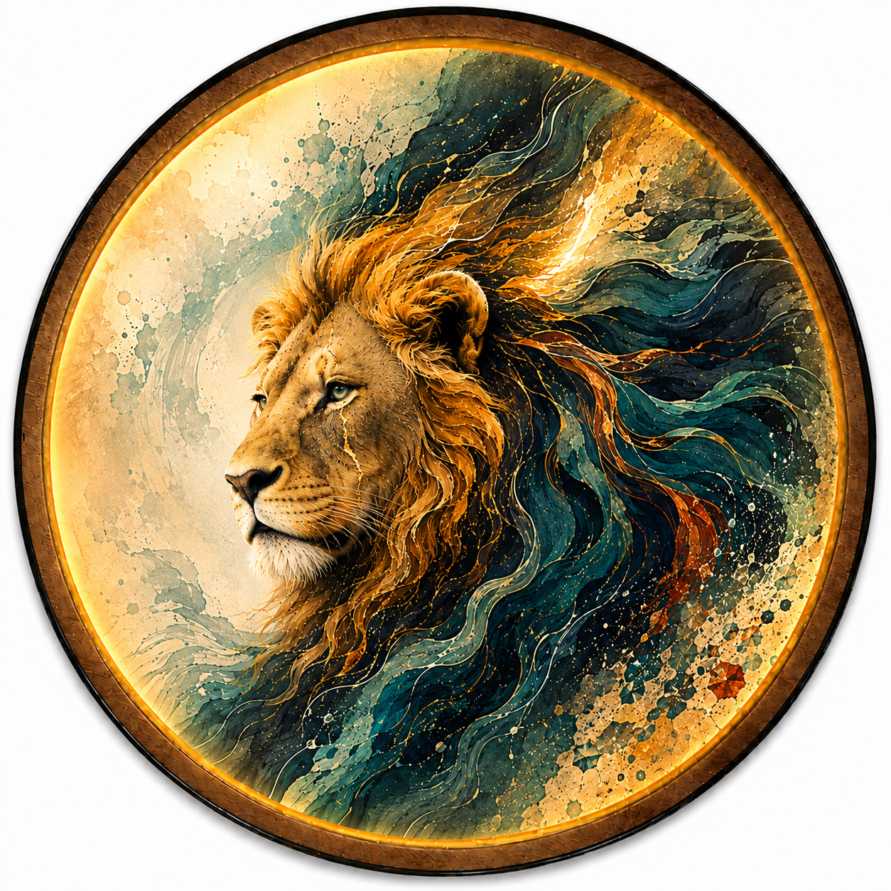 Majestic Lion LED Wall Art – Golden Mane Modern Wildlife Decor