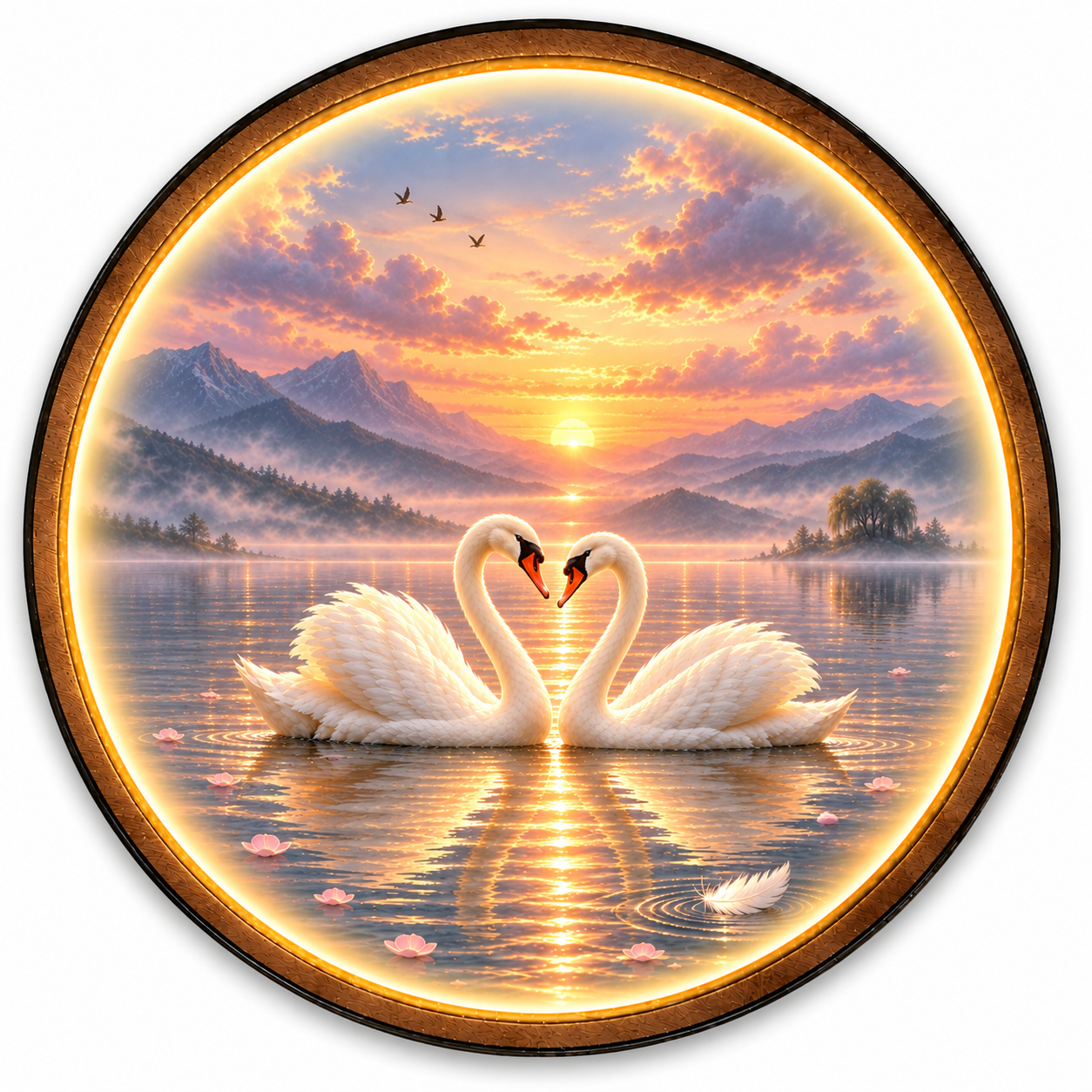 Eternal Horizon LED Wall Art – Romantic Lake &amp; Love Decor