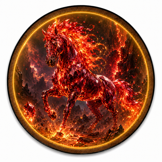 Ruby Tempest Crystal Horse LED Wall Art – Fiery Stallion Decor