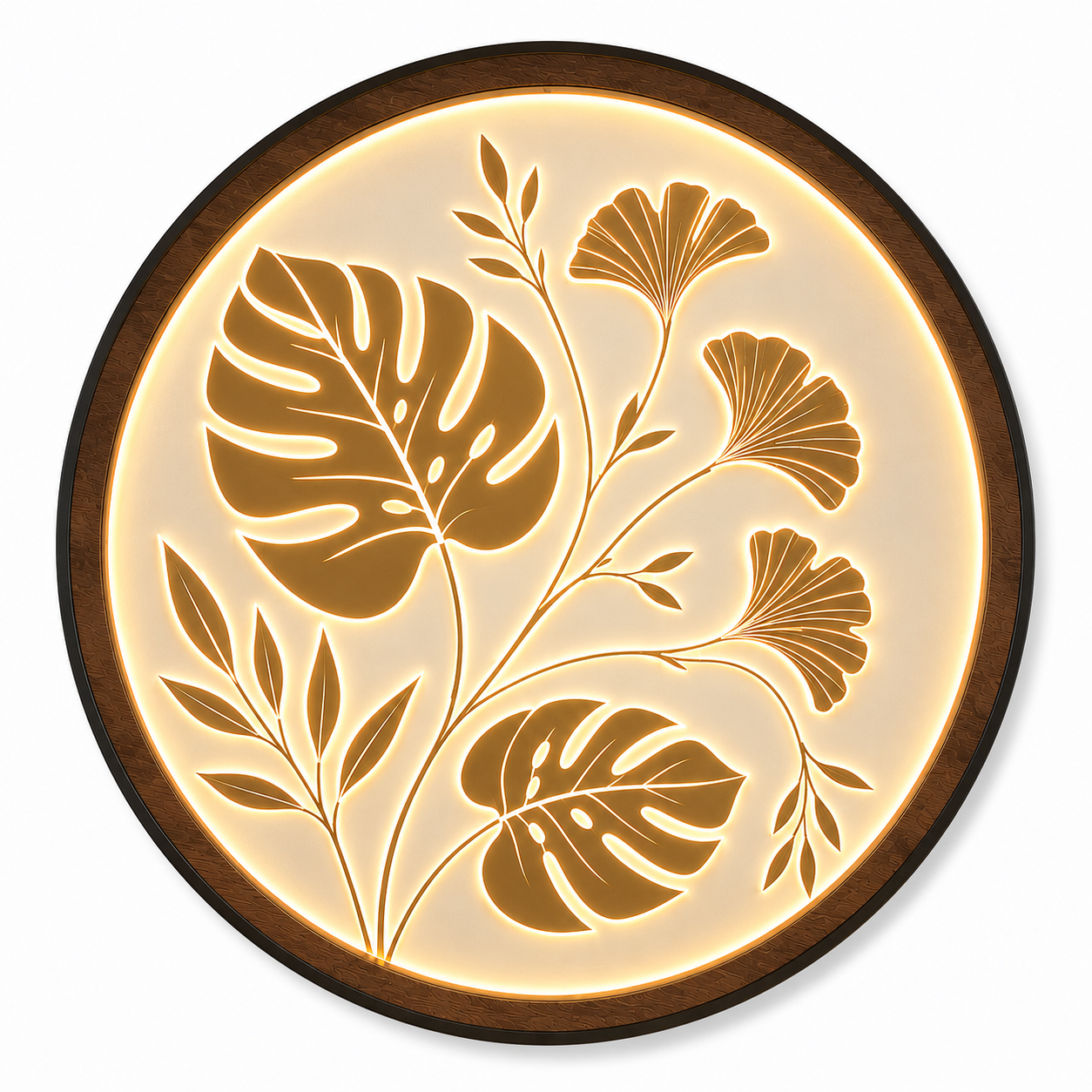 Botanical Leaf LED Wall Lamp | Monstera Ginkgo Wood Art