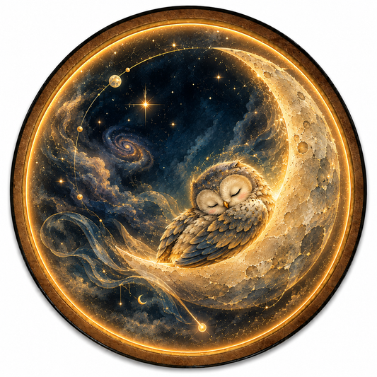 Sleeping Owl Moon LED Wall Art – Celestial Night Decor