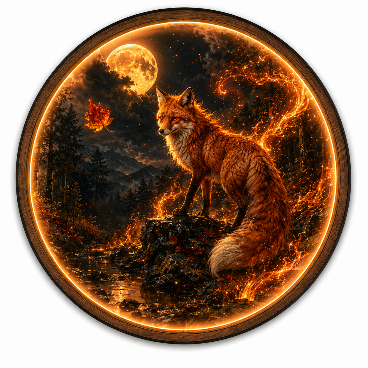 Ember Fox – Moonlit Autumn LED Wall Art