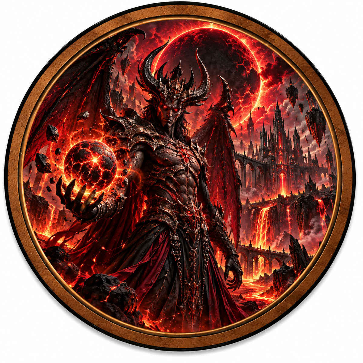 Handcrafted Infernal Demon King Fantasy LED Wall Art