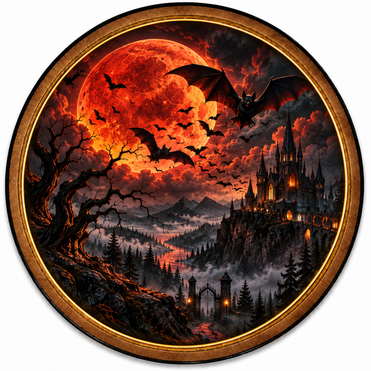 Blood Moon Bats – Gothic Castle LED Wall Art