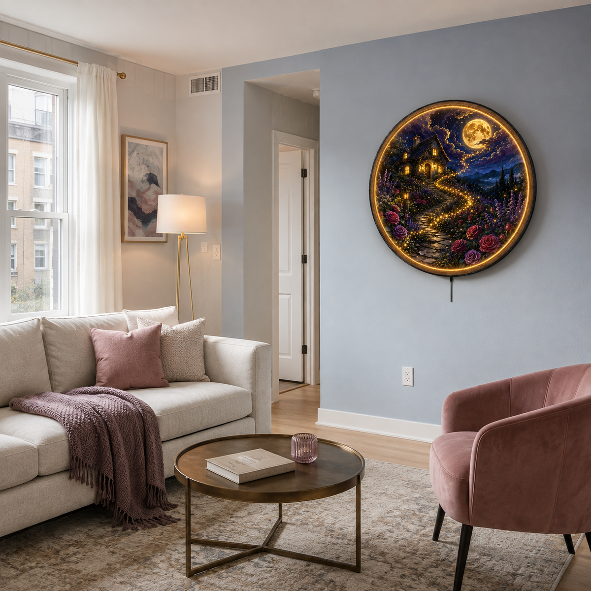 Starlit Haven LED Wall Art – Enchanted Moon Garden Decor
