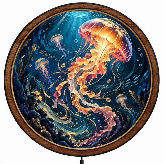 Cosmic Voyager — Golden Galaxy LED Wall Art