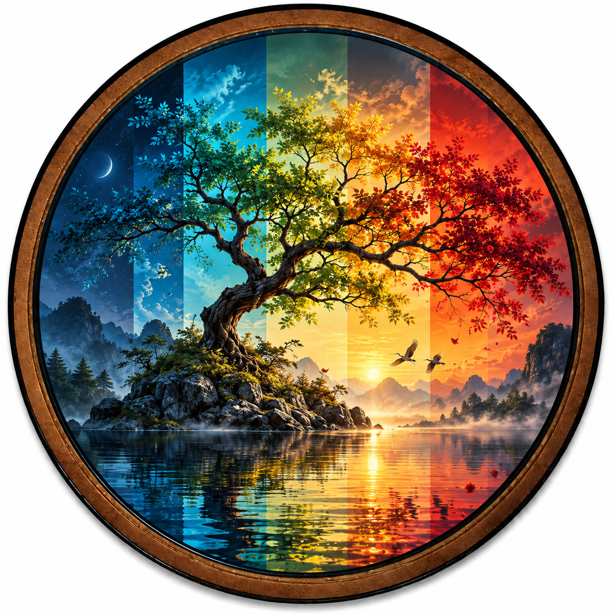 Handcrafted Tree of Four Seasons LED Wall Art