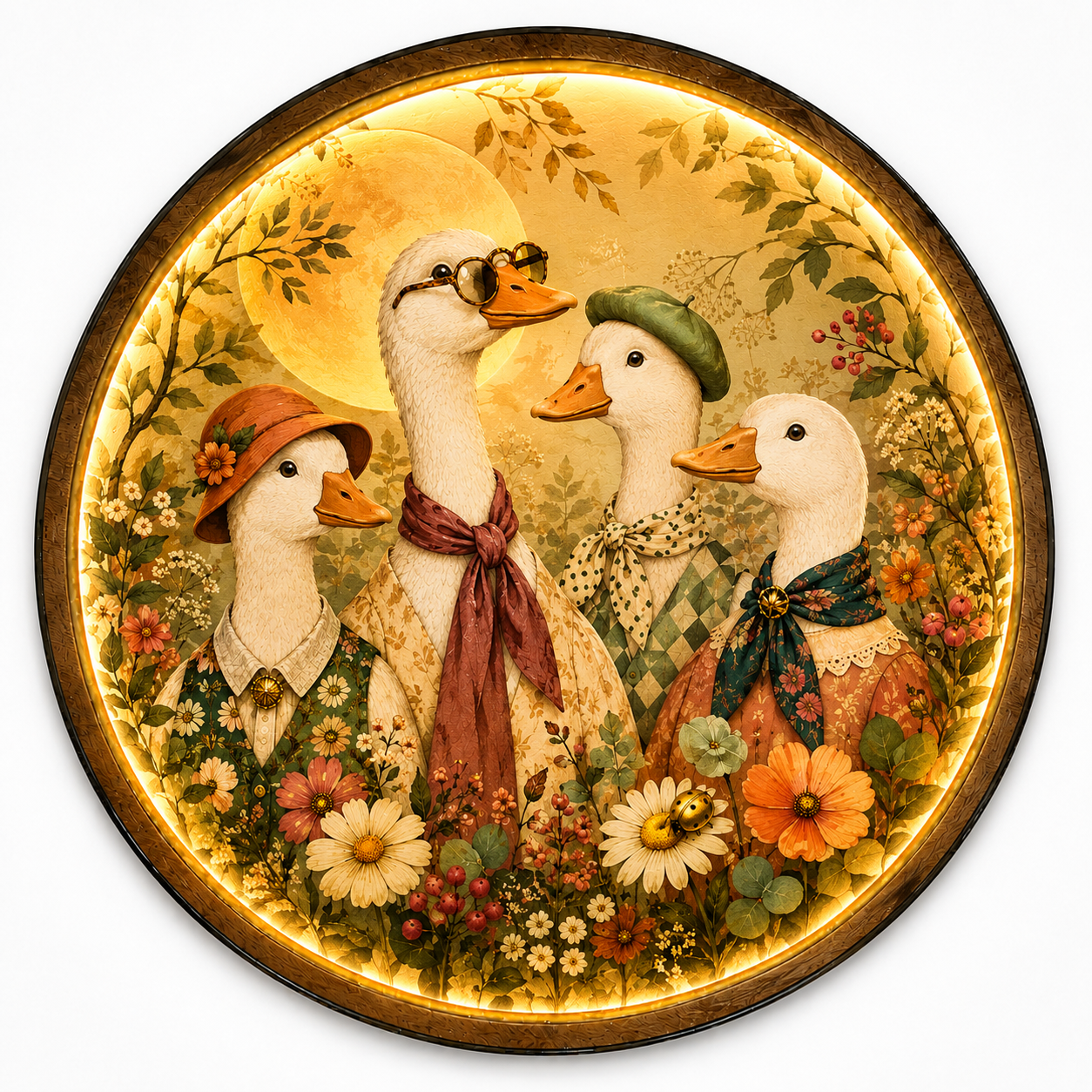 Golden Hour Goose Society LED Wall Art – Cottagecore Goose Decor
