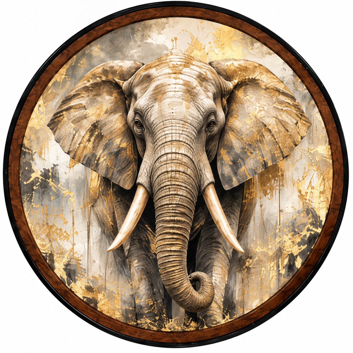 Golden Majesty Elephant – Handcrafted LED Wall Art