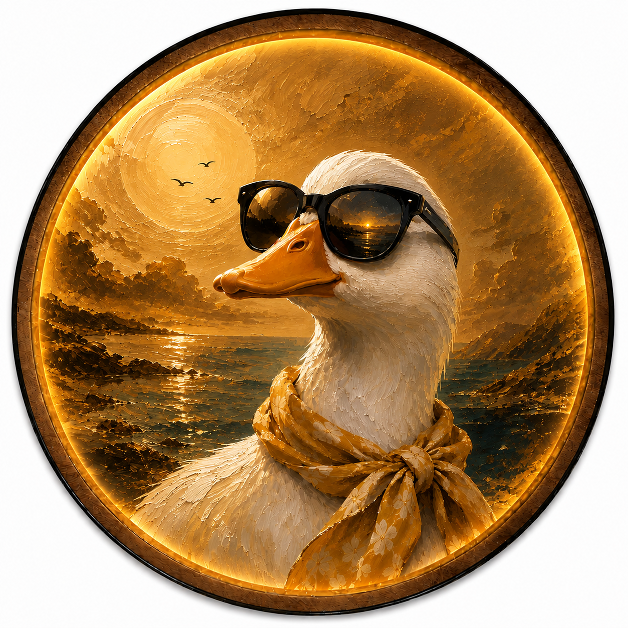 Golden Hour Goose LED Wall Art – Funny Coastal Duck Decor
