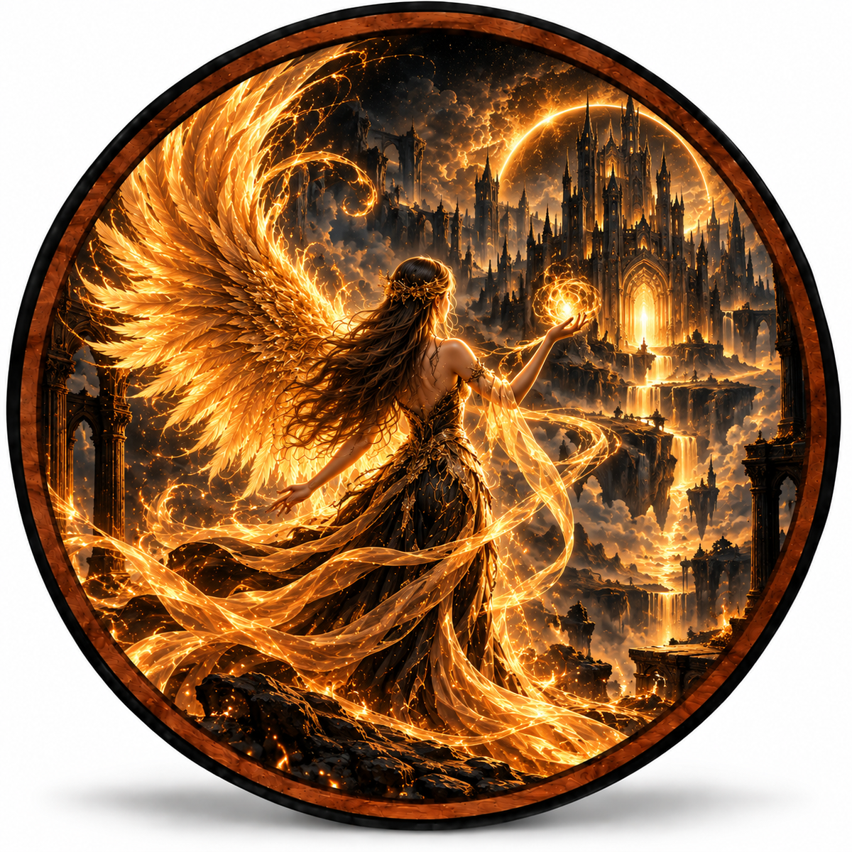 Golden Seraph – Handcrafted LED Wall Art