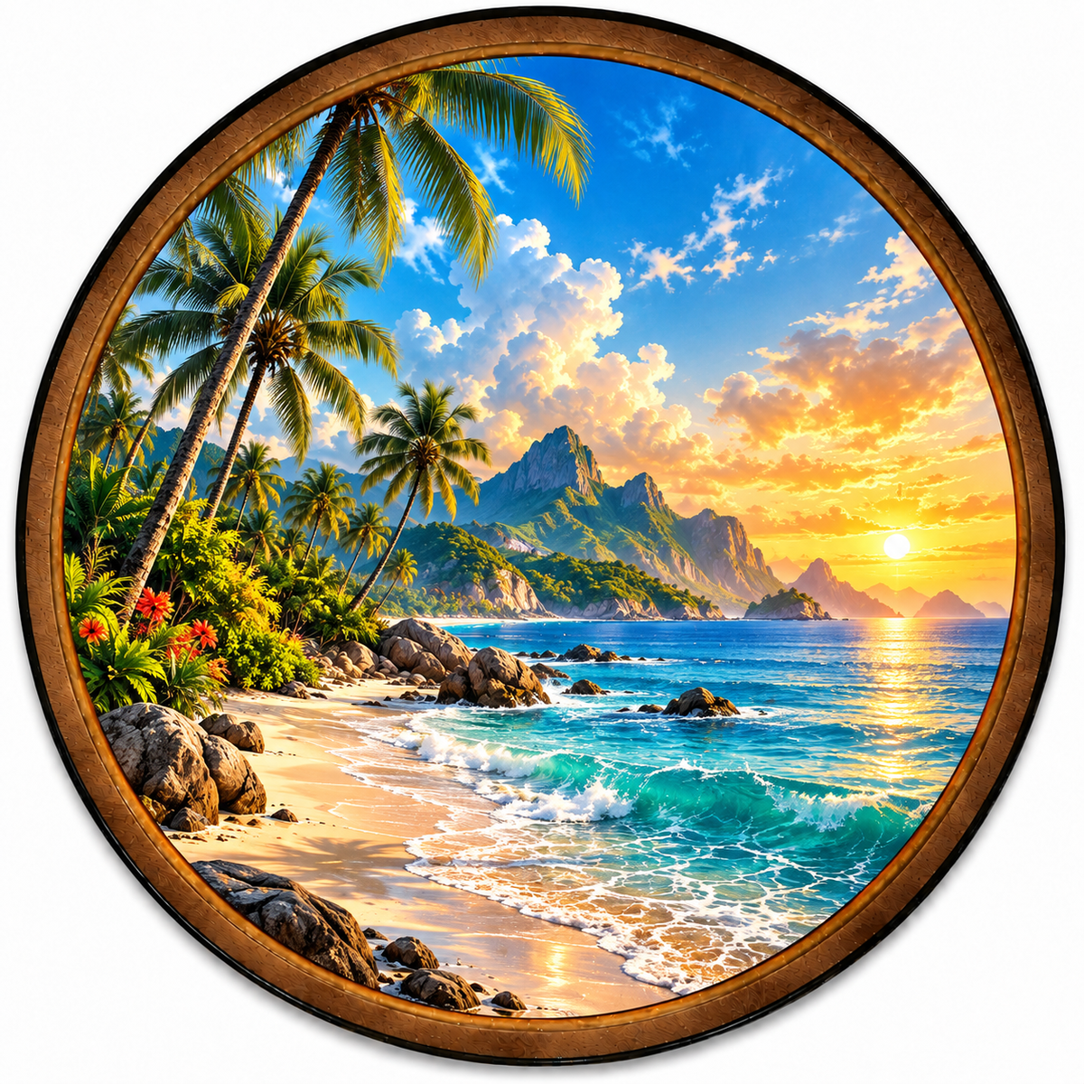 Tropical Paradise – Golden Sunset LED Wall Art
