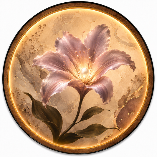 Pearl Bloom LED Wall Art – Blush Floral Round Wall Decor