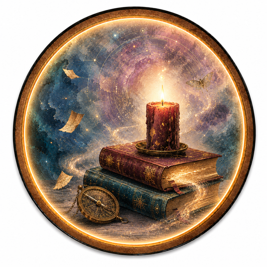 Celestial Archive LED Wall Art – Mystical Book & Candle Decor