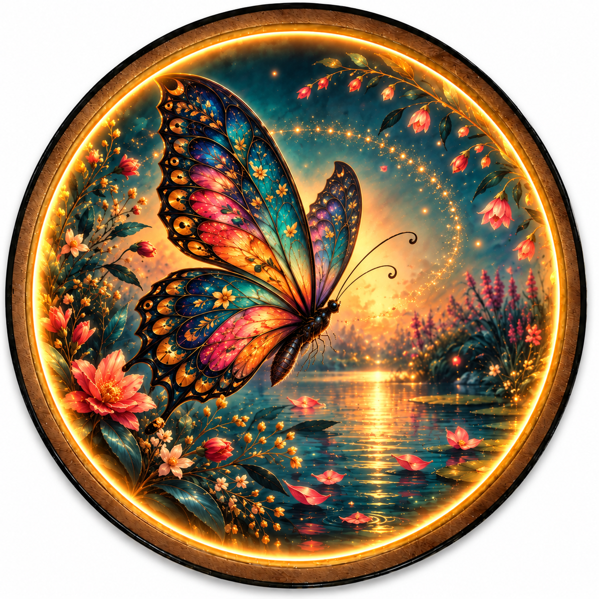Enchanted Butterfly Lagoon LED Wall Art – Floral Fantasy Decor