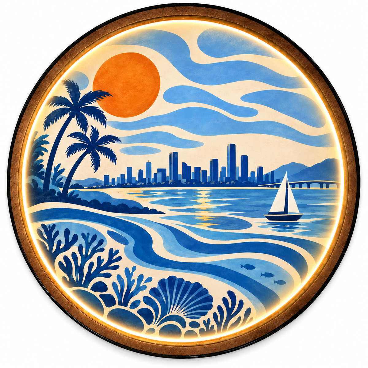Coastal Sunset LED Wall Art – Ocean City Lighted Decor